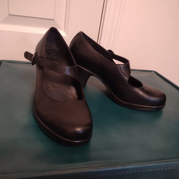 Dansko Becca Black Napa Leather Womens Sz 8-8.5/EU 39 Buckle Heel Mary Janes GUC - Picture 8 of 10